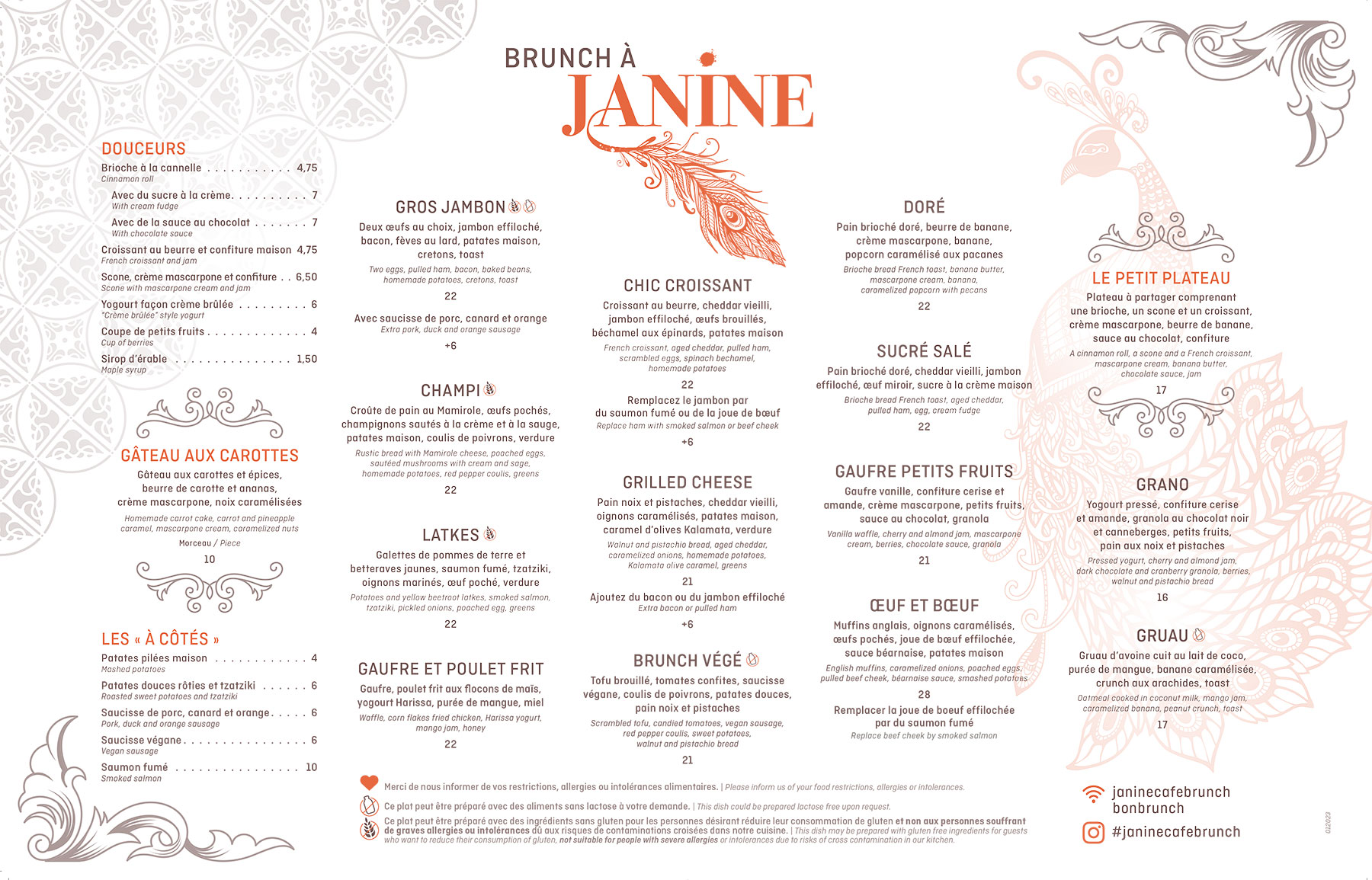 menu hiver 2023 Janine